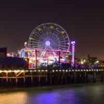 The Santa Monia Pier Ferris wheel seen in the dark; the lights were turned off for Earth Hour