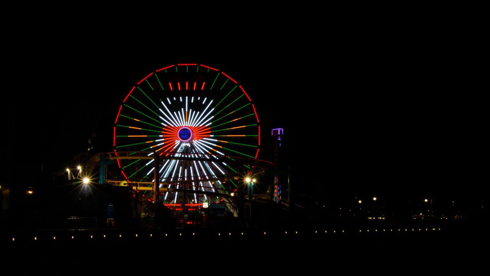 snowman on the santa monica pier ferris wheel